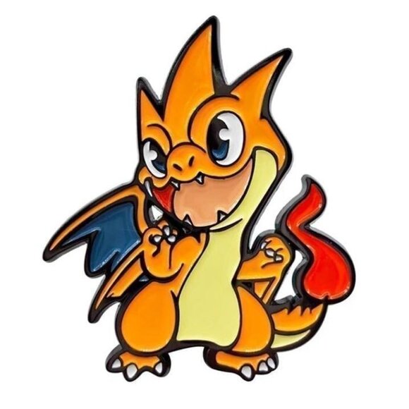 Toon Charizard Enamel Pin - Vibrant Pokemon Inspired Collectible - Picture 3 of 6